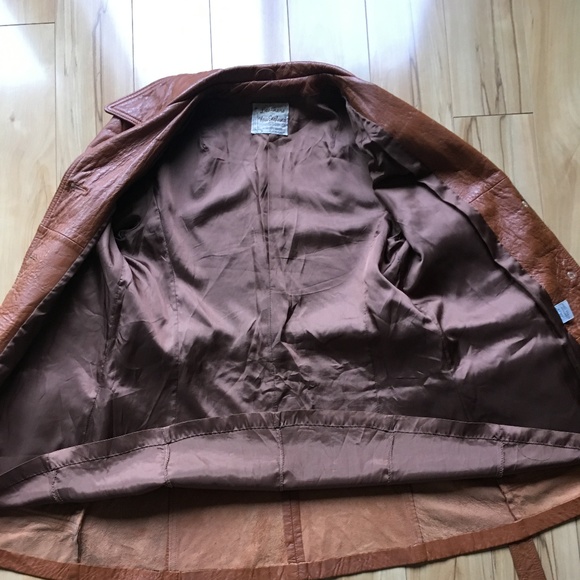 VINTAGE Leather Trench Jacket Medium (Sz 6-8) EUC - Picture 4 of 8